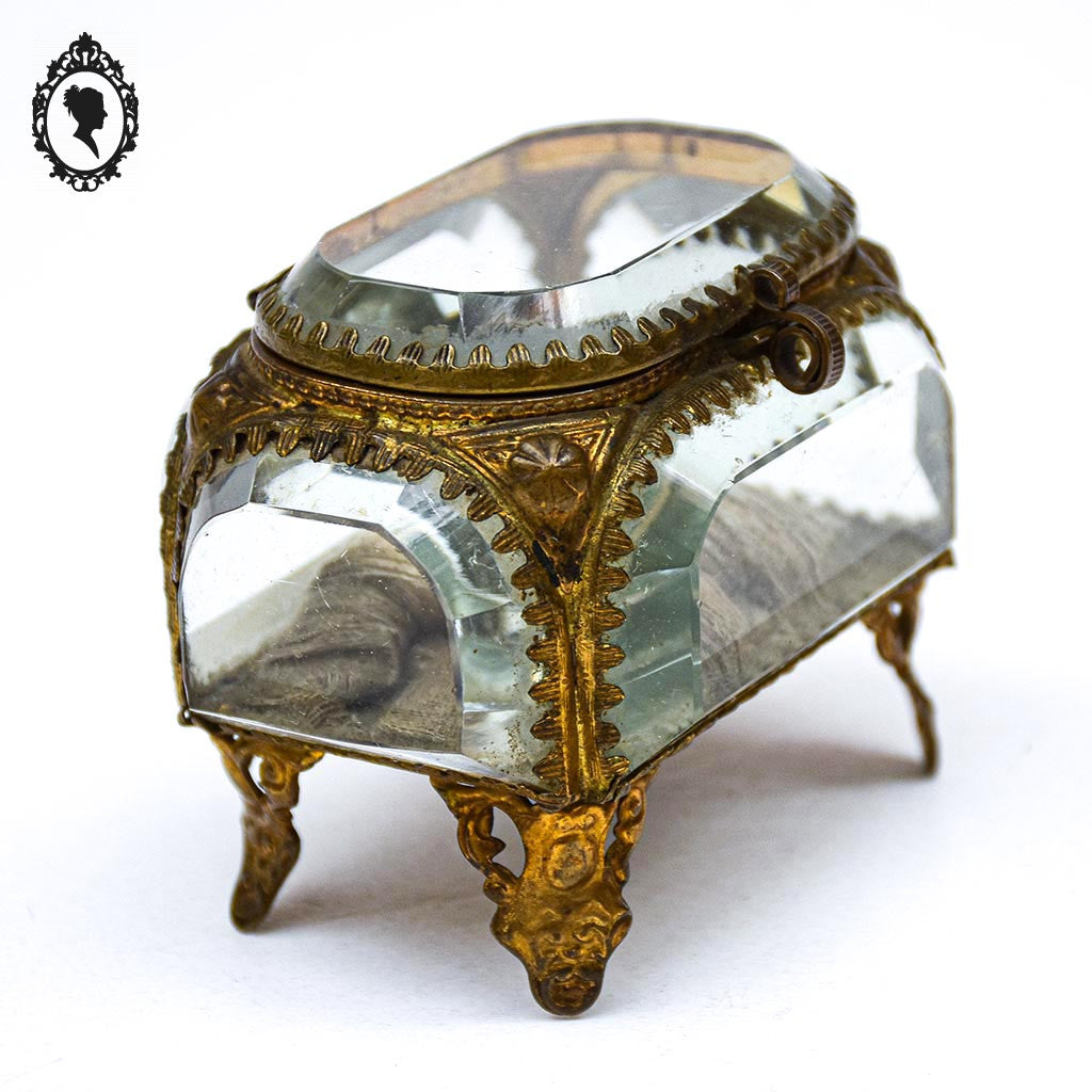 Boite à bijoux coffret 5 verres biseautés Napoléon III ancienne