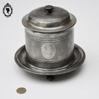 Boite à biscuits friandises tabacs en métal gris ou argenté ancienne