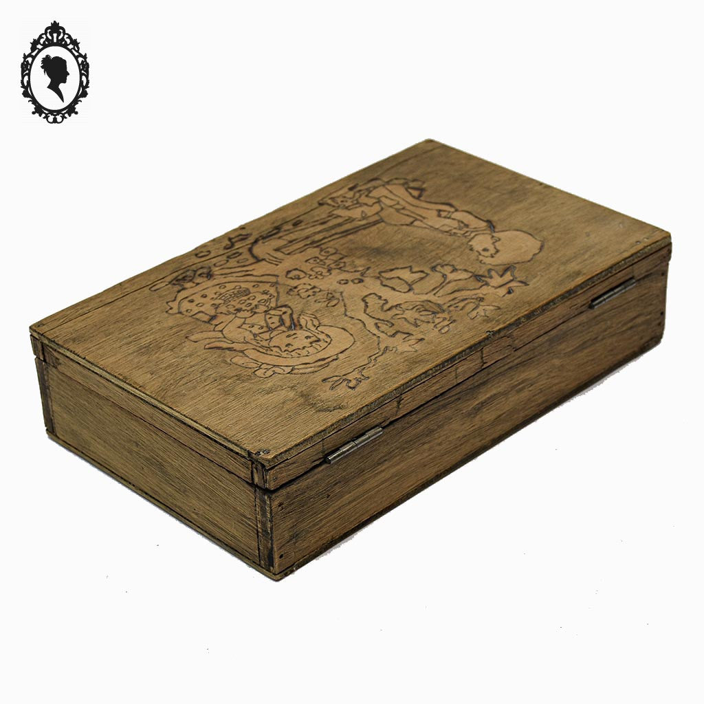 Boite en bois enfant vintage 26 x 15 cm vintage
