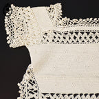 Boléro crochet beige vêtement bébé ou poupée vintage ancien fait main
