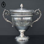 Bonbonnière drageoir sucrier piédouche en métal argenté et cristal ancien