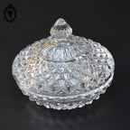 Bonbonnière en cristal blanc taillée H 11 cm vintage