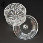 Bonbonnière en cristal blanc taillée H 9 cm vintage
