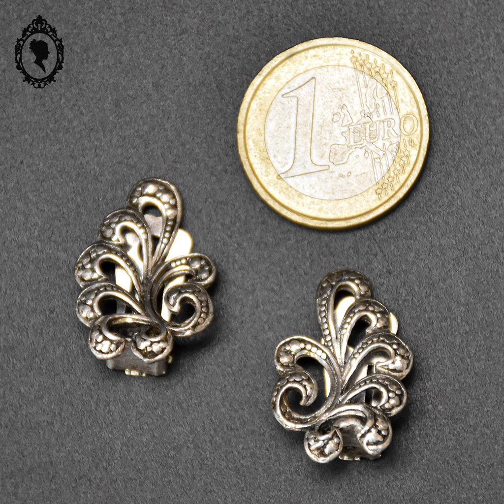 Boucles d’oreilles argent Art nouveau Art déco arabesques feuillage à clips ancien vintage