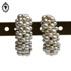 Boucles d’oreilles chic à clips demi créole petites perles de culture fantaisie bijoux vintage