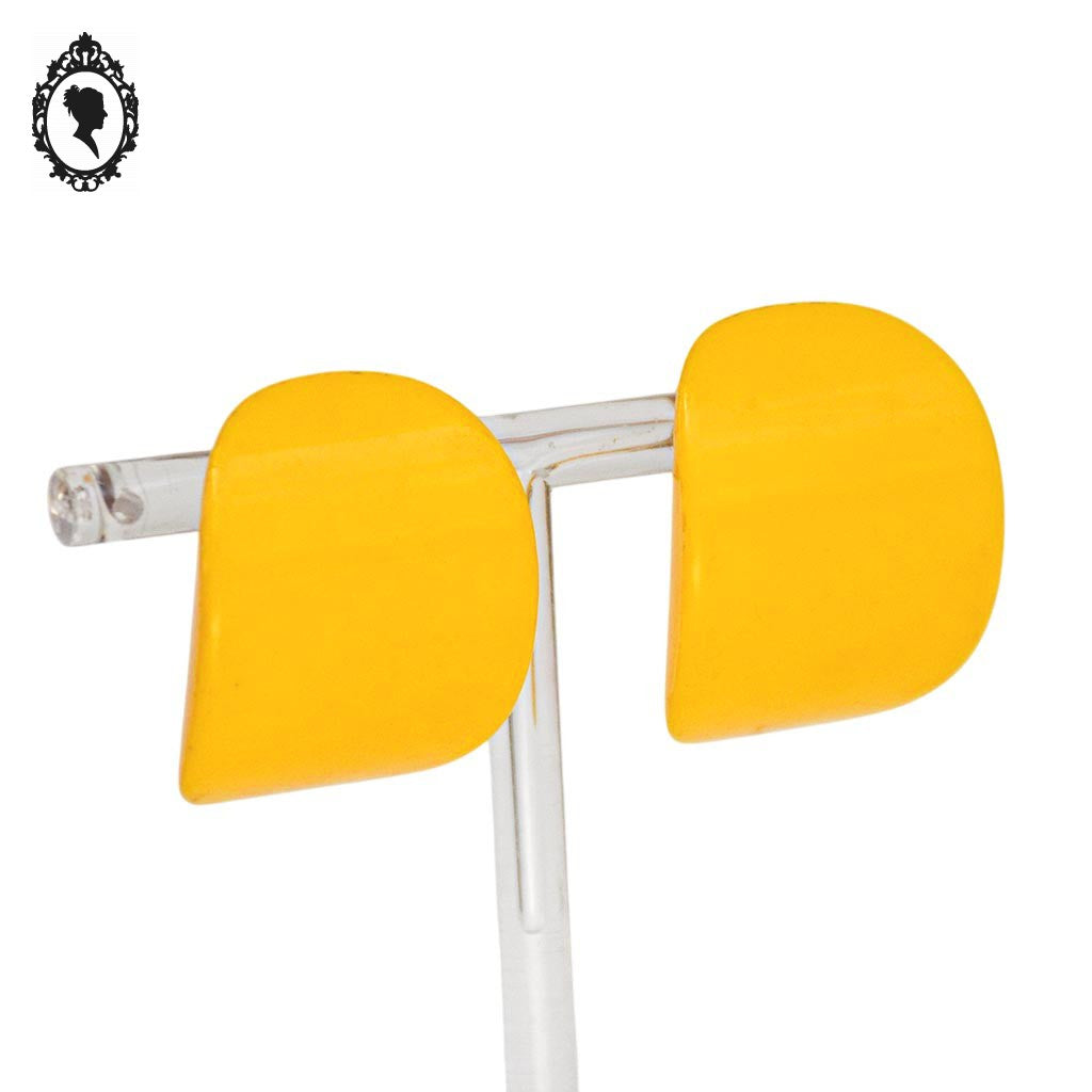 Boucles d’oreilles clips jaune moutarde vintage