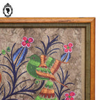 Cadre souvenir Mexique oiseaux fluo 54 x 45 cm vintage