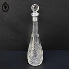 Carafe à liqueur ancienne verre avec bouchon diamant taillé cristal monture argent