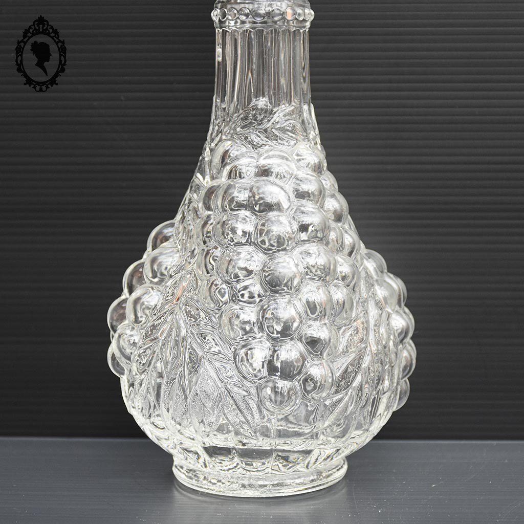Carafe forme grappe de raisin en verre blanc avec bouchon vintage