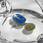 Cendrier Bohemia crystal blanc épais rond ciselé vintage