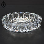 Cendrier en cristal ciselé blanc épais rond D 16 cm vintage