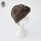 Chapeau femme polaire marron clair fleur NEUF Taille M 57 cm
