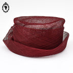 Chapeau femme cérémonie rouge bordeaux JOA NELL sisal paille NEUF Taille S ou 55 cm