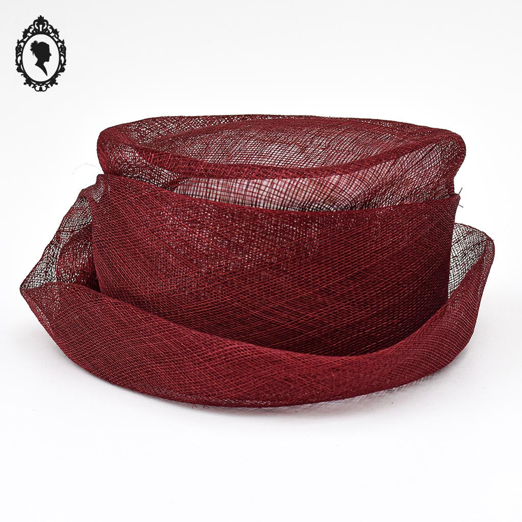 Chapeau femme cérémonie rouge bordeaux JOA NELL sisal paille NEUF Taille S ou 55 cm