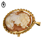 Chic camée broche pendentif en or jaune 18 carats orange blanc doré