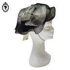 Chic chapeau été femme beige noir bleu fibre naturelle T M / 57 cm