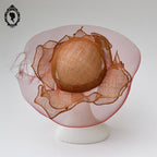 Chic chapeau femme mariage rouge orange cuivré Anne Boisson NEUF T S / 55 cm