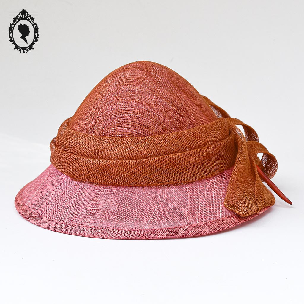 Chic chapeau fille enfant cérémonie rose orange 55 cm Taille S Neuf