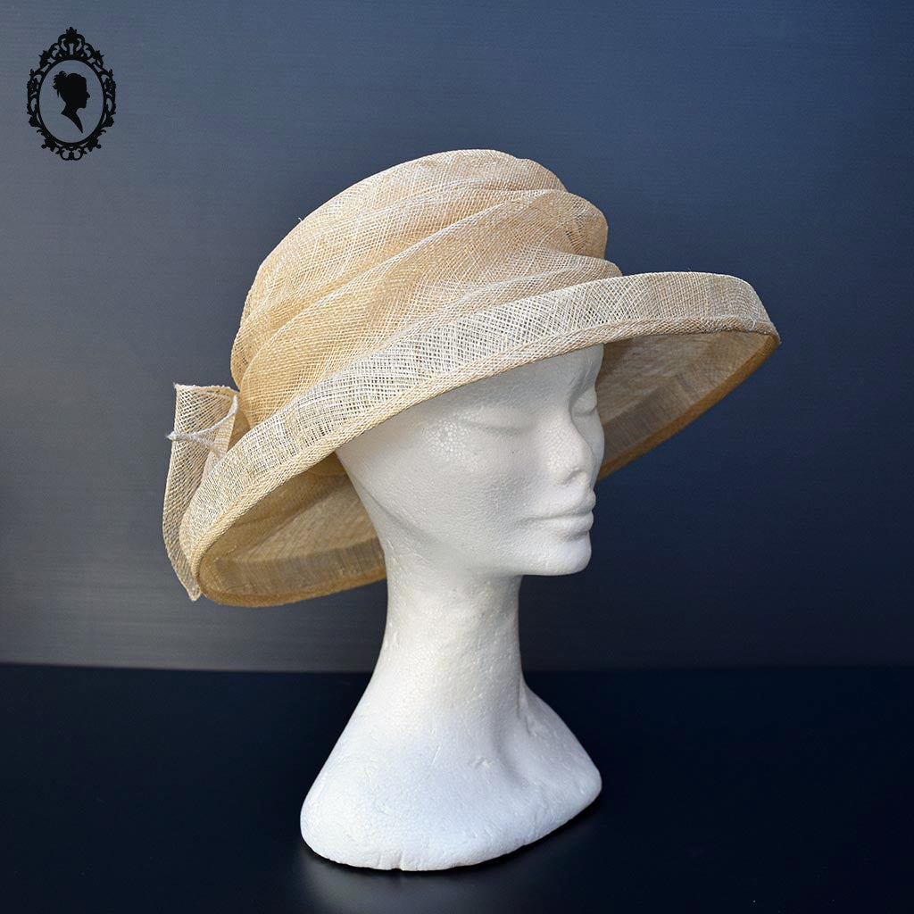 Chic chapeau nœud femme beige fibre naturelle T M  57 cm