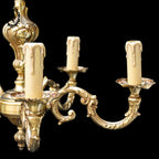 Chic lustre classique véritable bronze doré vintage style Louis XV baroque 5 bras
