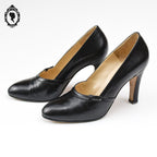 Chics escarpins à talon en cuir noir Italien Calzature Gis P 39 ½ vintage