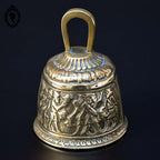 Cloche grelot, clochette de table bronze doré scène personnage vintage ancien