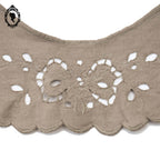 Col ancien femme fille dentelle ajourée style Richelieu teint beige taupe