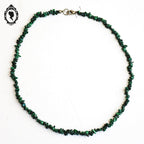 Collier vert en pierre malachite protectrice guérisseuse chips vintage