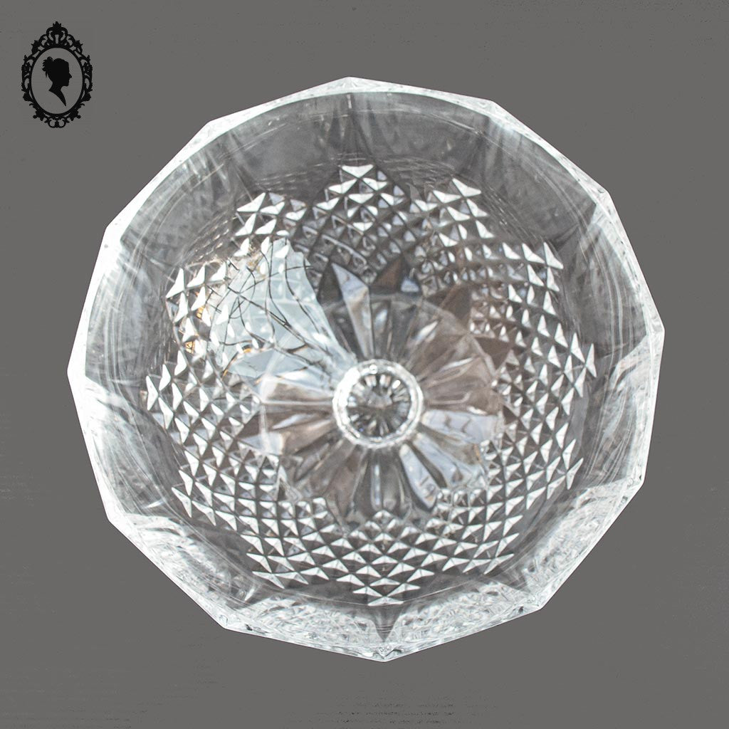 Coupelle sur pied serviteur plat coupe piédouche en cristal H 15 D 22 cm