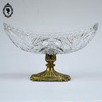 Coupelle sur pied serviteur plat coupe ovale piédouche en cristal et laiton H 15 L 31 cm