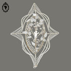Couronne florale perles blanches objet de curiosité mortuaire ancienne 1900 H 75 cm