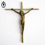 Croix christ crucifix mural en bronze doré signé Mermet vintage