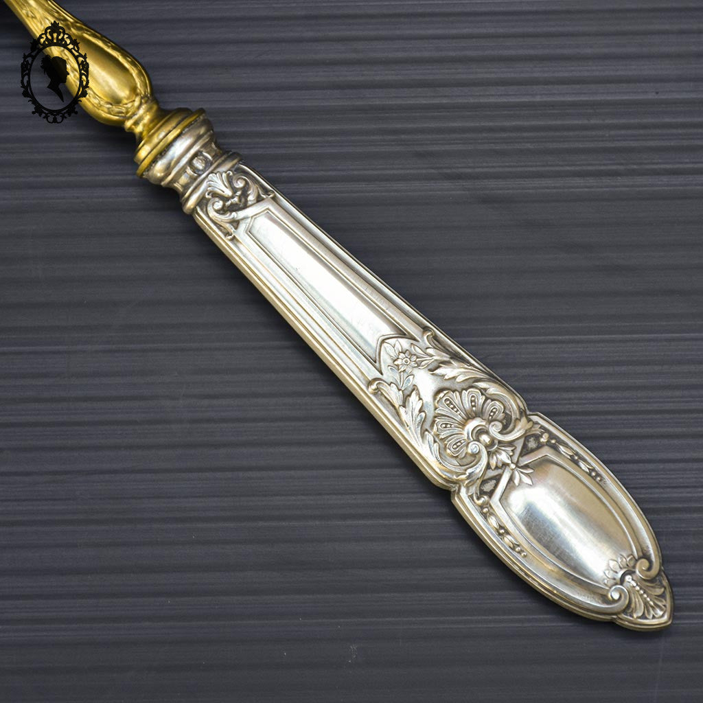 Cuillère à sucre saupoudreuse ou couvert ajouré en argent et vermeil doré ancien