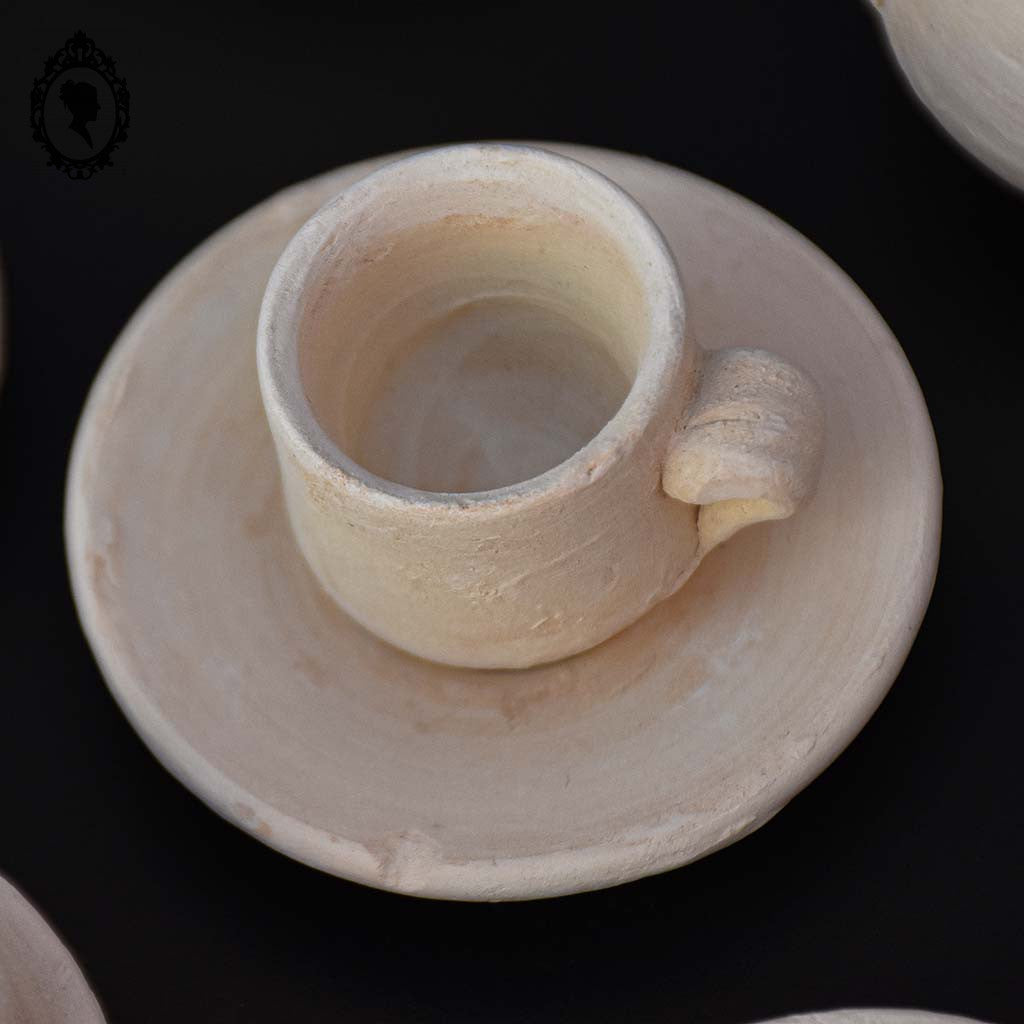 Dînette service 6 tasses à café pots cafetière sucrier miniature terre cuite beige