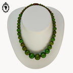 Élégant collier Art déco vert en bakélite perles rondes en cascade ancien