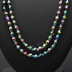 Élégant collier en cristal aurore boréale noir 2 rangs bijou ancien vintage