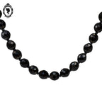Élégant collier perle de verre facetté noir vintage ancien