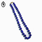 Élégant collier perles de verre vénitien Murano bleu cobalt vintage