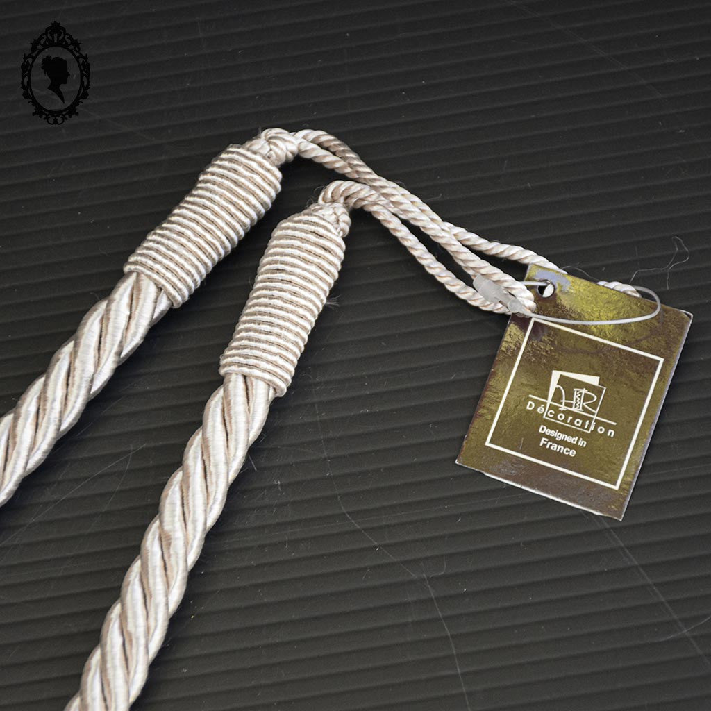 Embrasse corde beige satiné simple passementerie attache pour rideau style Houles neuf