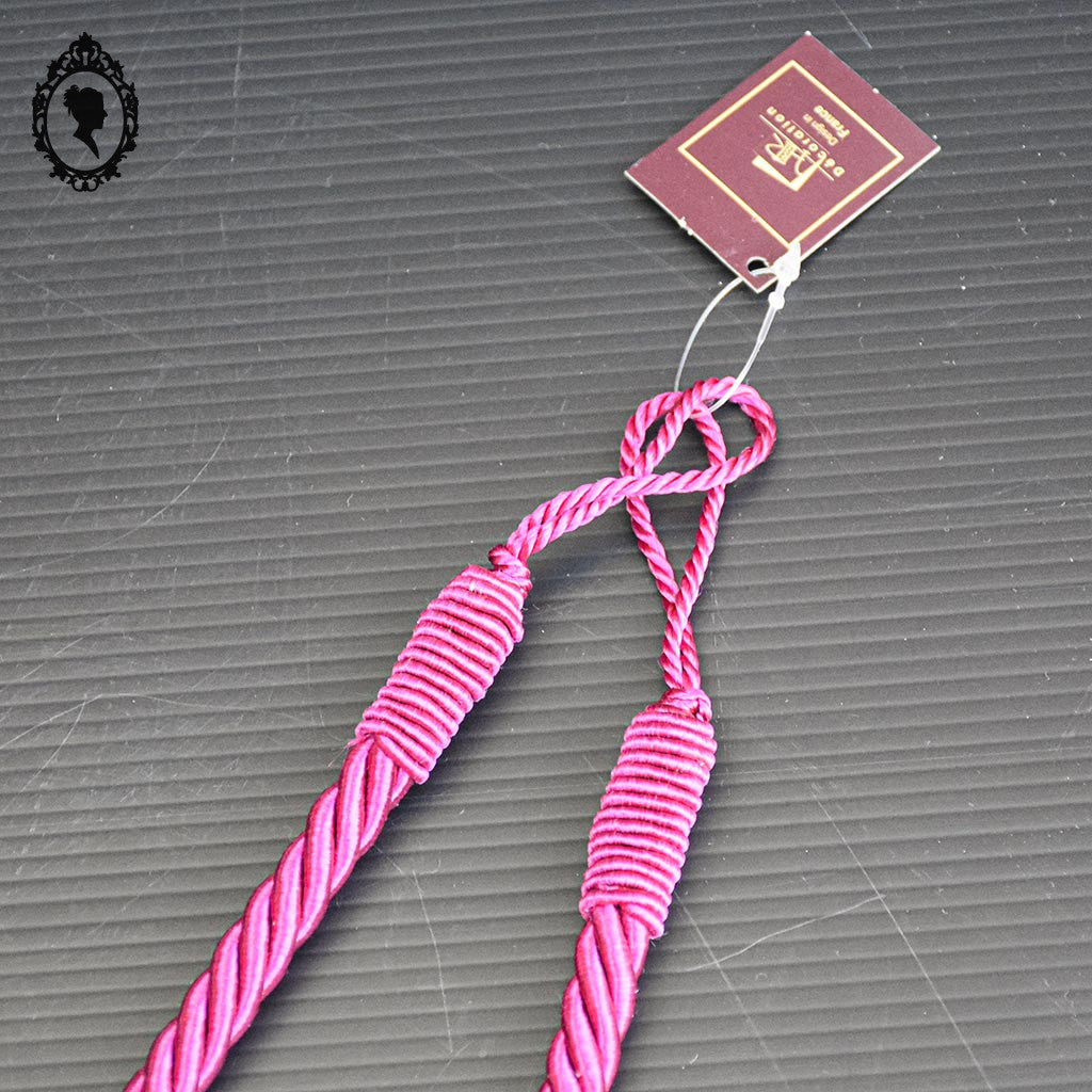 Embrasse corde rose fushia satiné simple passementerie attache pour rideau style Houles neuf