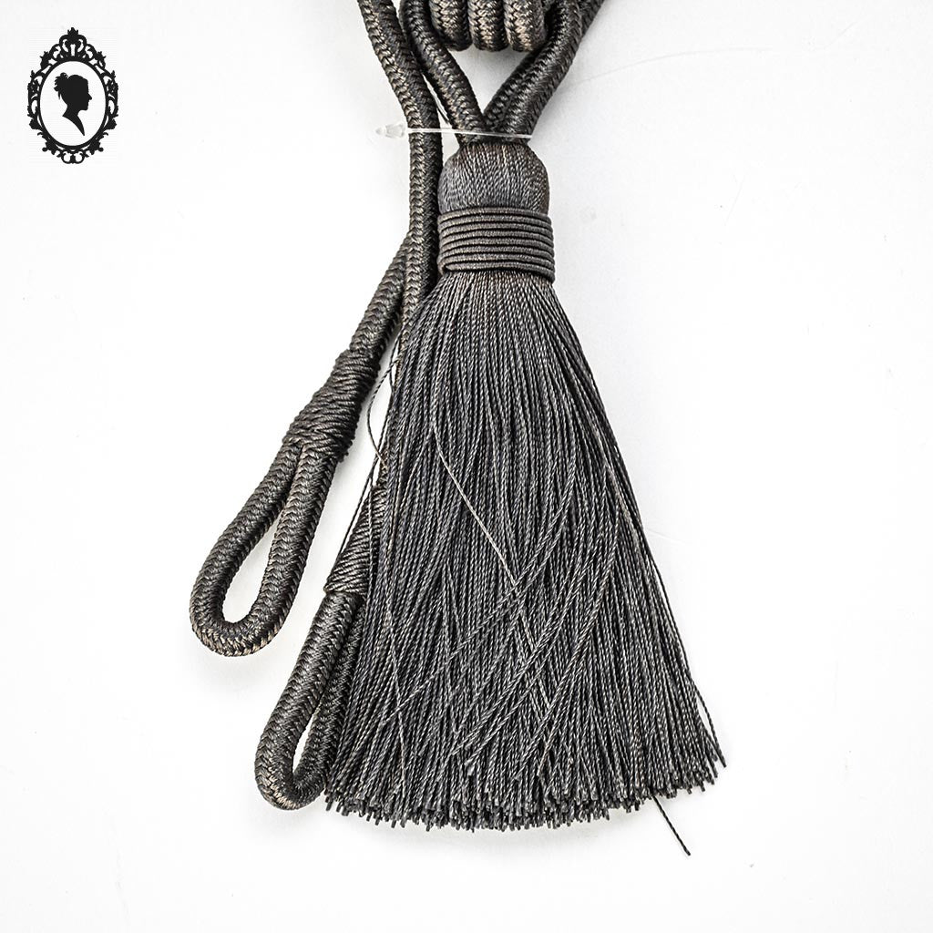 Embrasse pompon gland de clé cordon gris passementerie pour rideau style Houles neuf