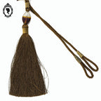 Embrasse pompon gland de clé perle cordon marron passementerie pour rideau style Houles neuf