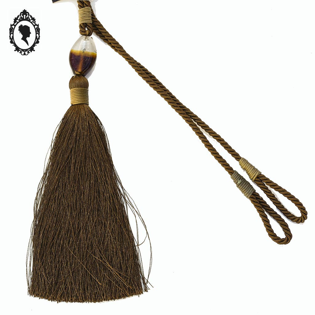 Embrasse pompon gland de clé perle cordon marron passementerie pour rideau style Houles neuf
