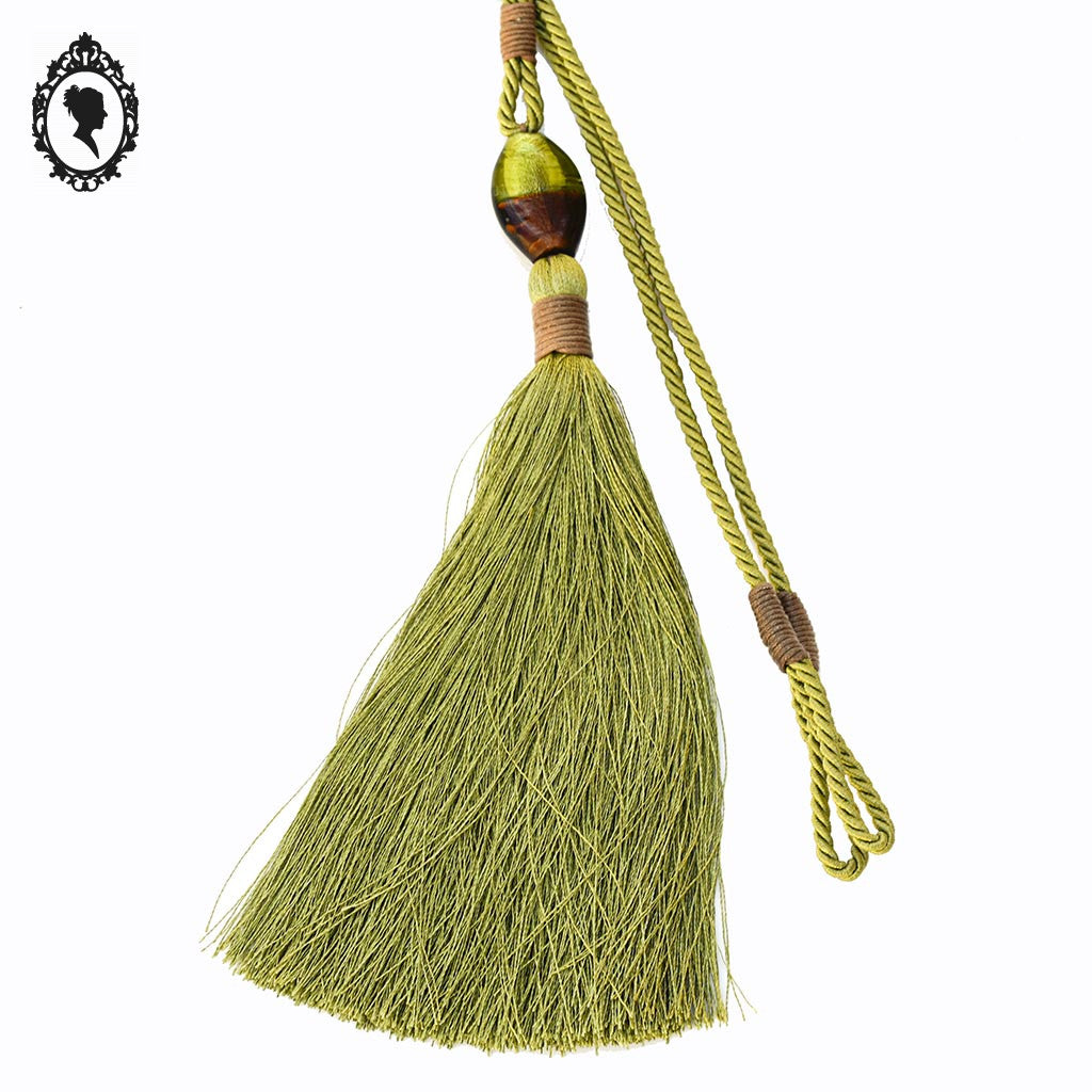 Embrasse pompon gland de clé perle cordon vert passementerie pour rideau style Houles neuf