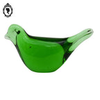 Figurine Oiseau en verre soufflé vert à poser presse papier objet déco de vitrine vintage