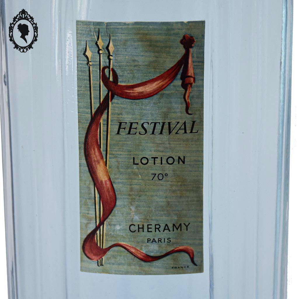 Flacon bouteille collection Festival Cheramy Paris parfum lotion bleu ancien vintage