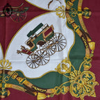 Foulard soie collection Marcelle Griffon voiture ancienne rouge vert blanc jaune vintage