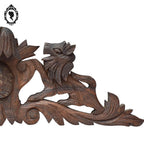 Fronton d’armoire, miroir ou meuble en bois sculpté Lion 58 x 20 cm ancien