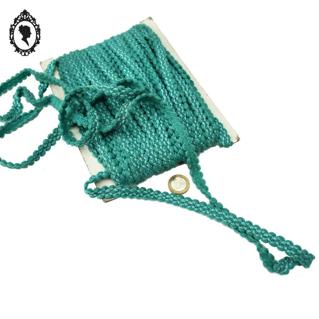 Galon laine bleu turquoise L 1,2 cm vintage