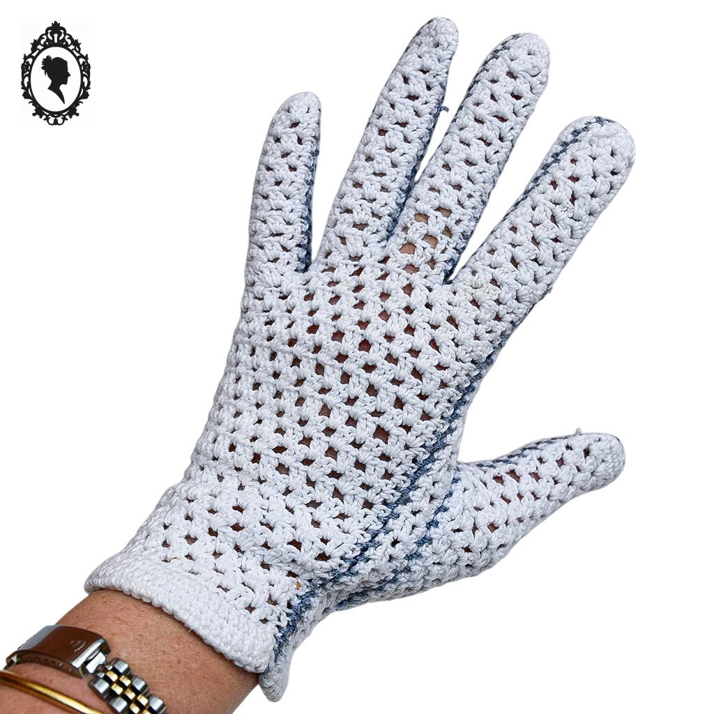 Gants blancs coton épais femme crochet ajouré T 6 12 - 6,5